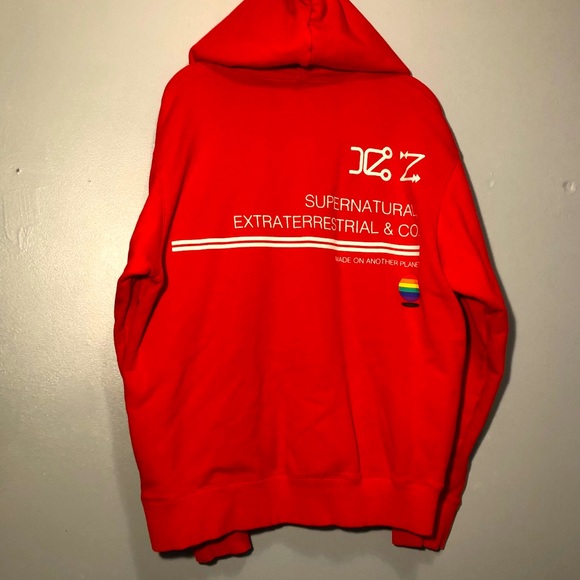BRIGHT RED PULL OVE HOODIE - Picture 1 of 5